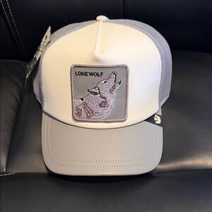 Lone Wolf Gray and White Trucker Hat